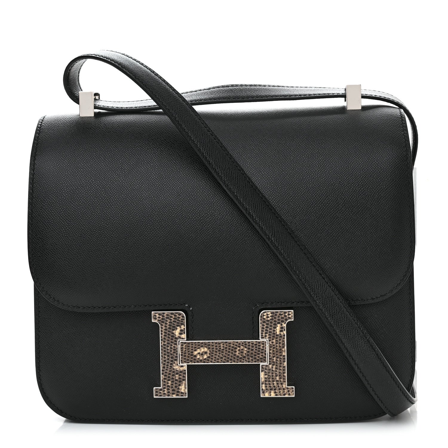 Hermes Madame Calfskin Lizard Constance 24 Black Ombre 1 of 11