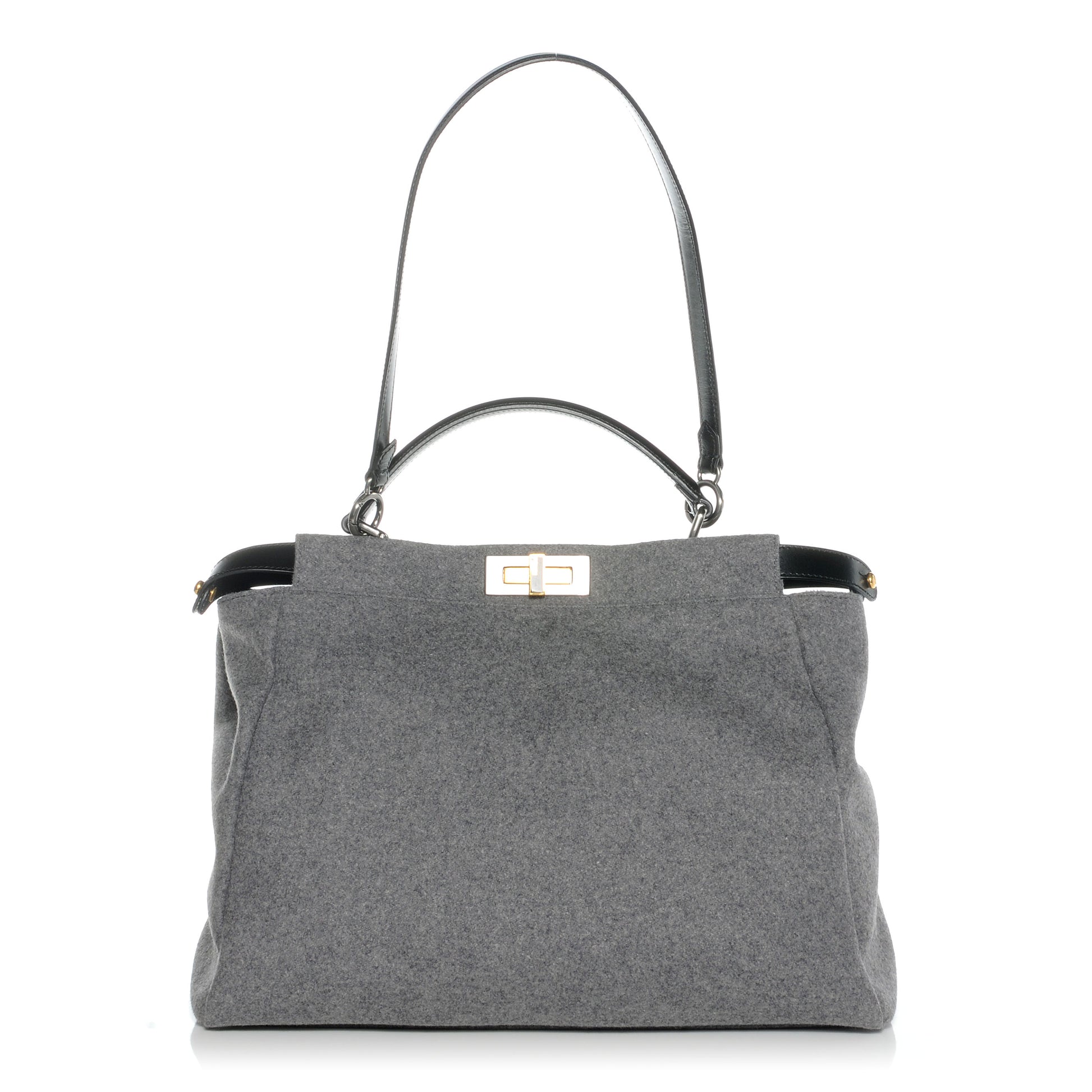Fendi Flannel Large Peekaboo Iconic Satchel Grey 1 of 9