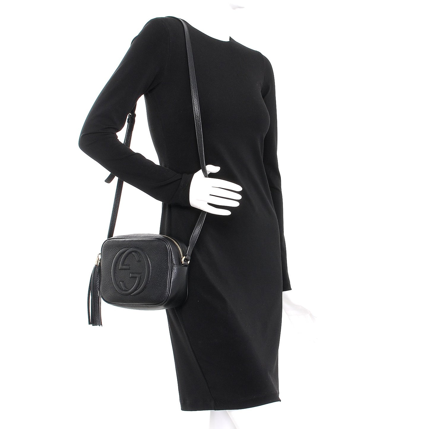 Pebbled Calfskin Small Soho Disco Bag Black