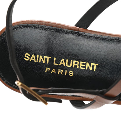 Saint Laurent Calfskin Cassandra Monogram Sandals 36.5 Brown 7 of 8