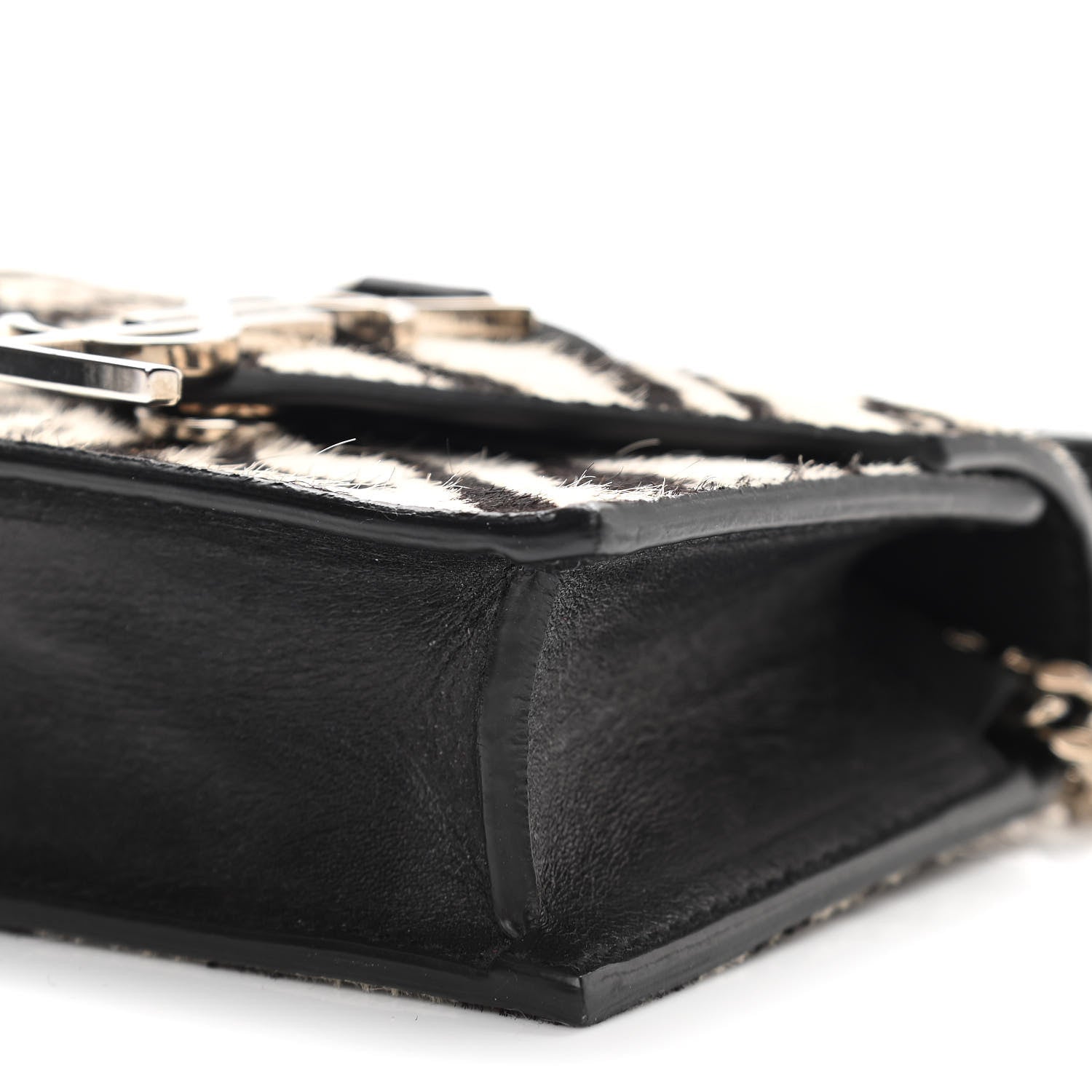 Saint Laurent Calfskin Pony Hair Monogram Zebra Print Mini Candy Crossbody Black White 10 of 11