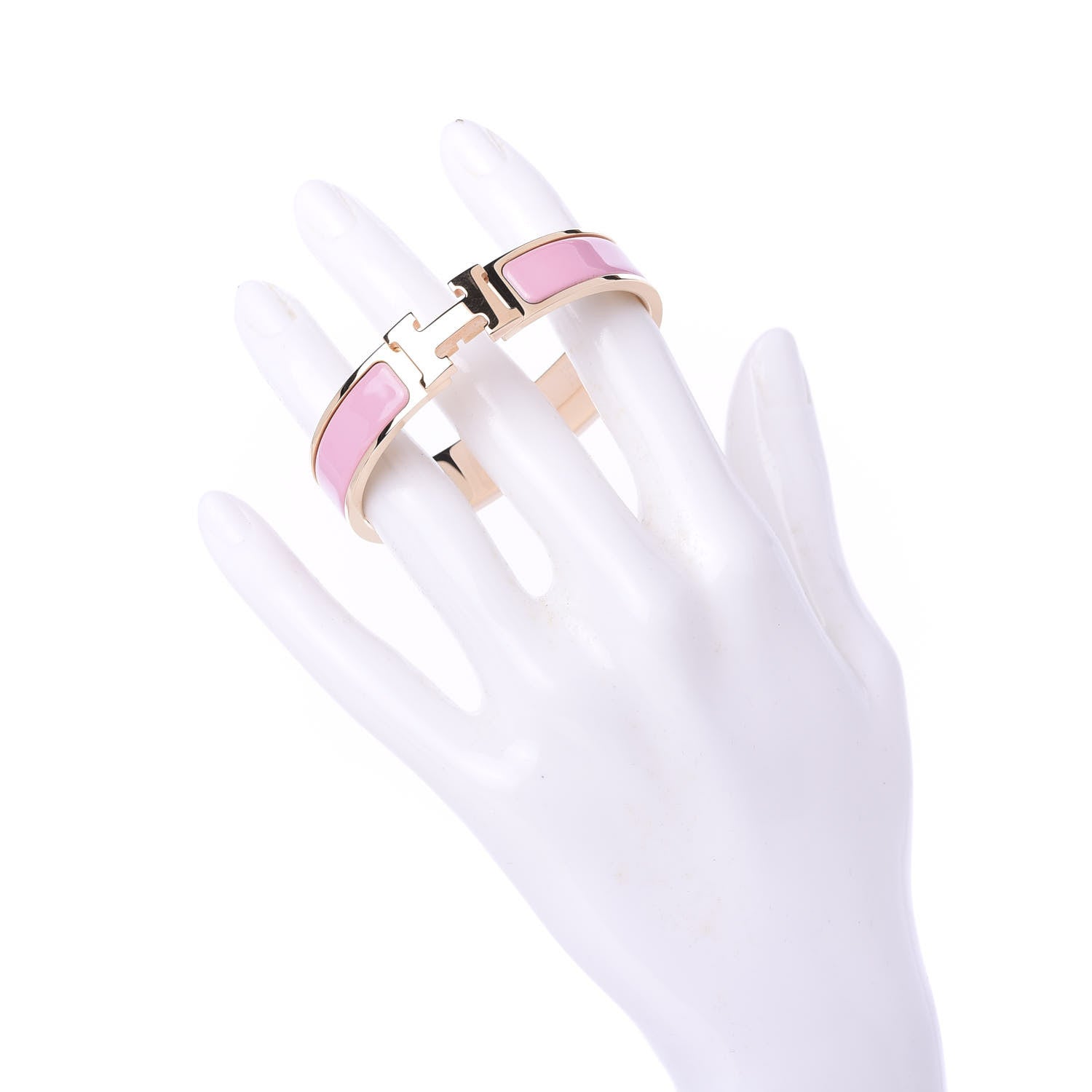 Hermes Enamel Narrow Clic Clac H Bracelet PM Rose Delirium 2 of 5