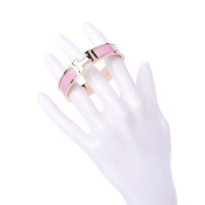 Hermes Enamel Narrow Clic Clac H Bracelet PM Rose Delirium 2 of 5