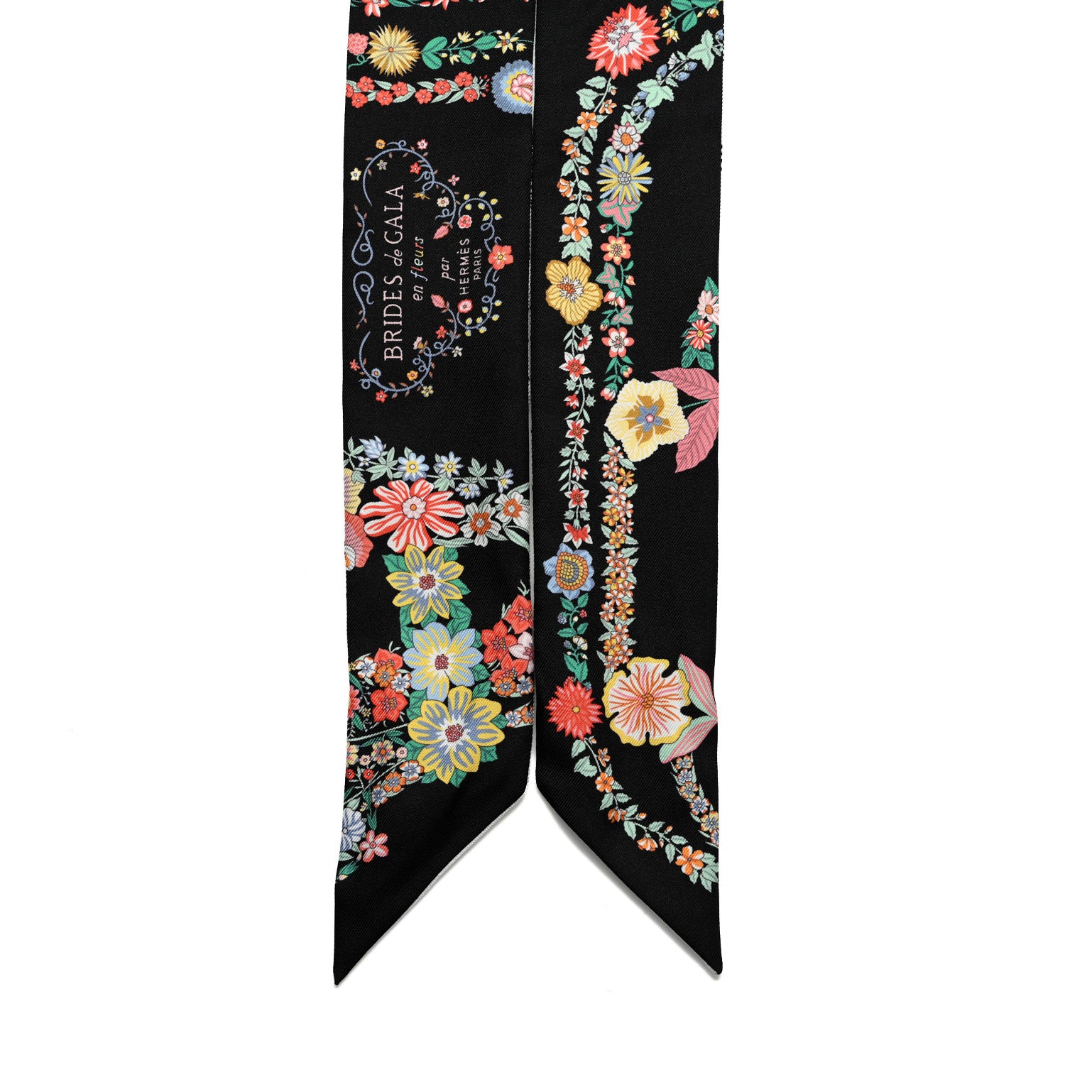 Hermes Silk Brides de Gala en Fleurs Twilly Black Multicolor White 2 of 4
