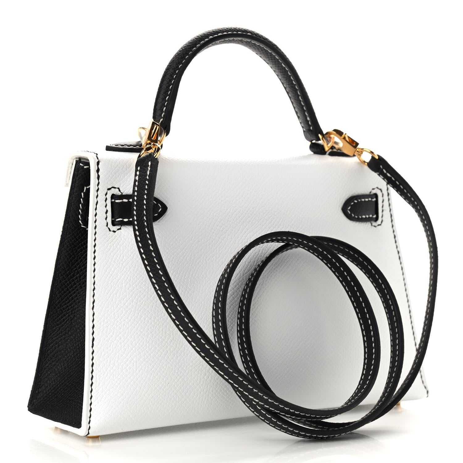 Hermes Epsom Mini Horseshoe Kelly Sellier 20 White Black 2 of 8