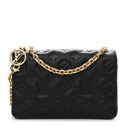 Louis Vuitton Lambskin Embossed Monogram Pochette Coussin Black 1 of 7