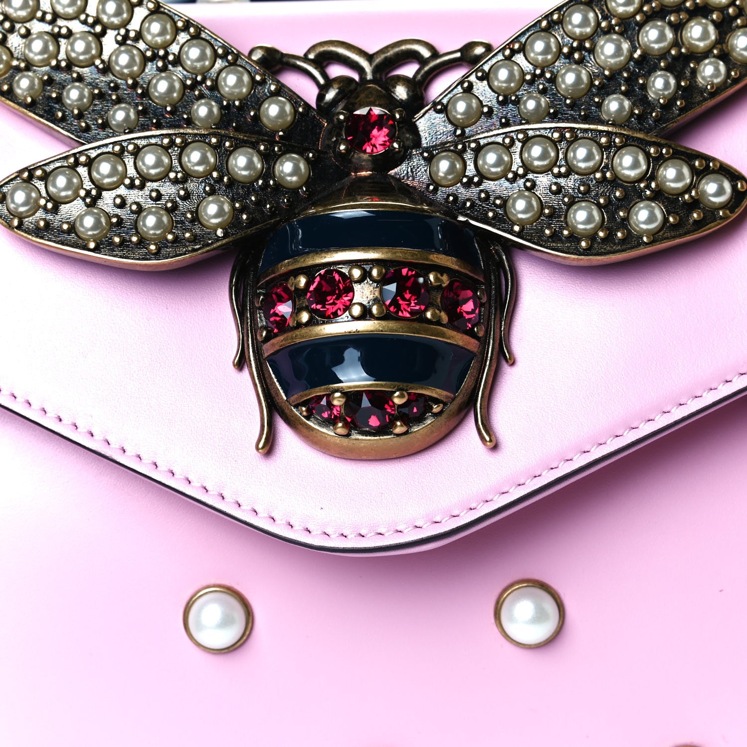 Gucci Nappa Pearl Studded Mini Queen Margaret Broadway Shoulder Bag Sugar Pink 9 of 10