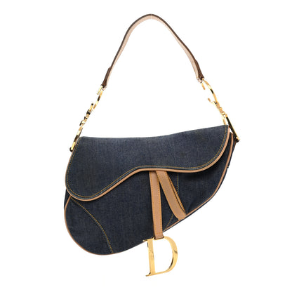 Christian Dior Denim Calfskin Saddle Bag Blue 1 of 14