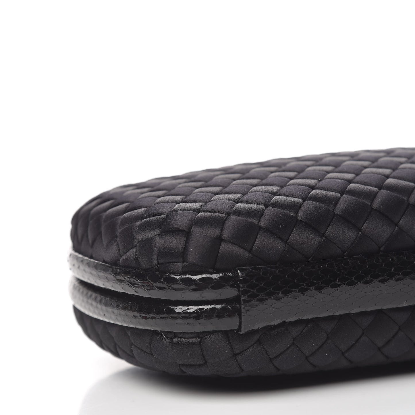 Satin Ayers Intrecciato Chain Knot Clutch Black
