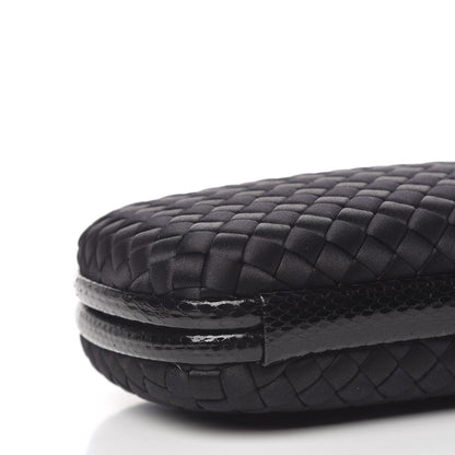 Bottega Veneta Satin Ayers Intrecciato Chain Knot Clutch Black 7 of 9