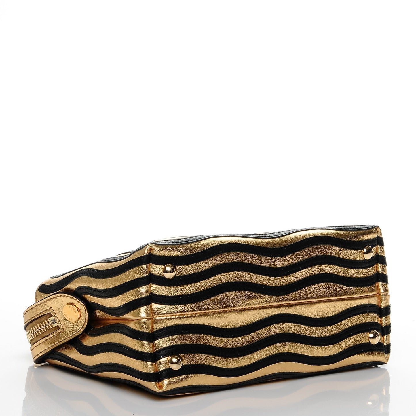 Lambskin Waves Small DotCom Click Chain Satchel Gold Black