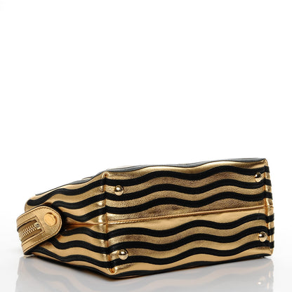 Fendi Lambskin Waves Small DotCom Click Chain Satchel Gold Black 4 of 6