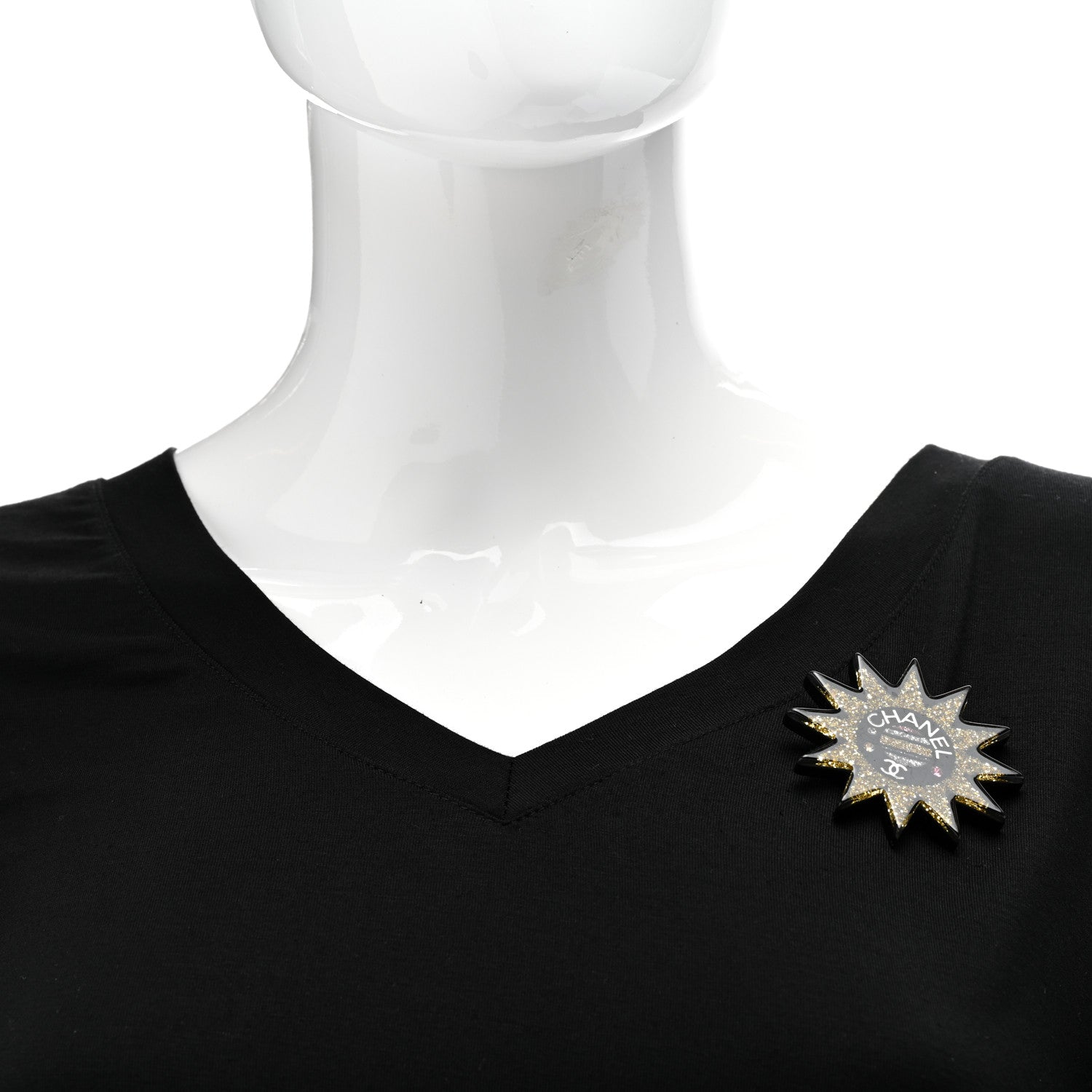 Chanel Resin Glitter CC Star Brooch Black Gold 2 of 5