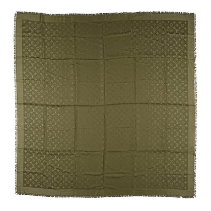 Louis Vuitton Silk Wool Monogram Shawl Kaki 1 of 5