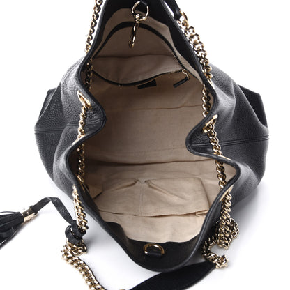 Gucci Pebbled Calfskin Medium Soho Chain Shoulder Bag Black 5 of 9