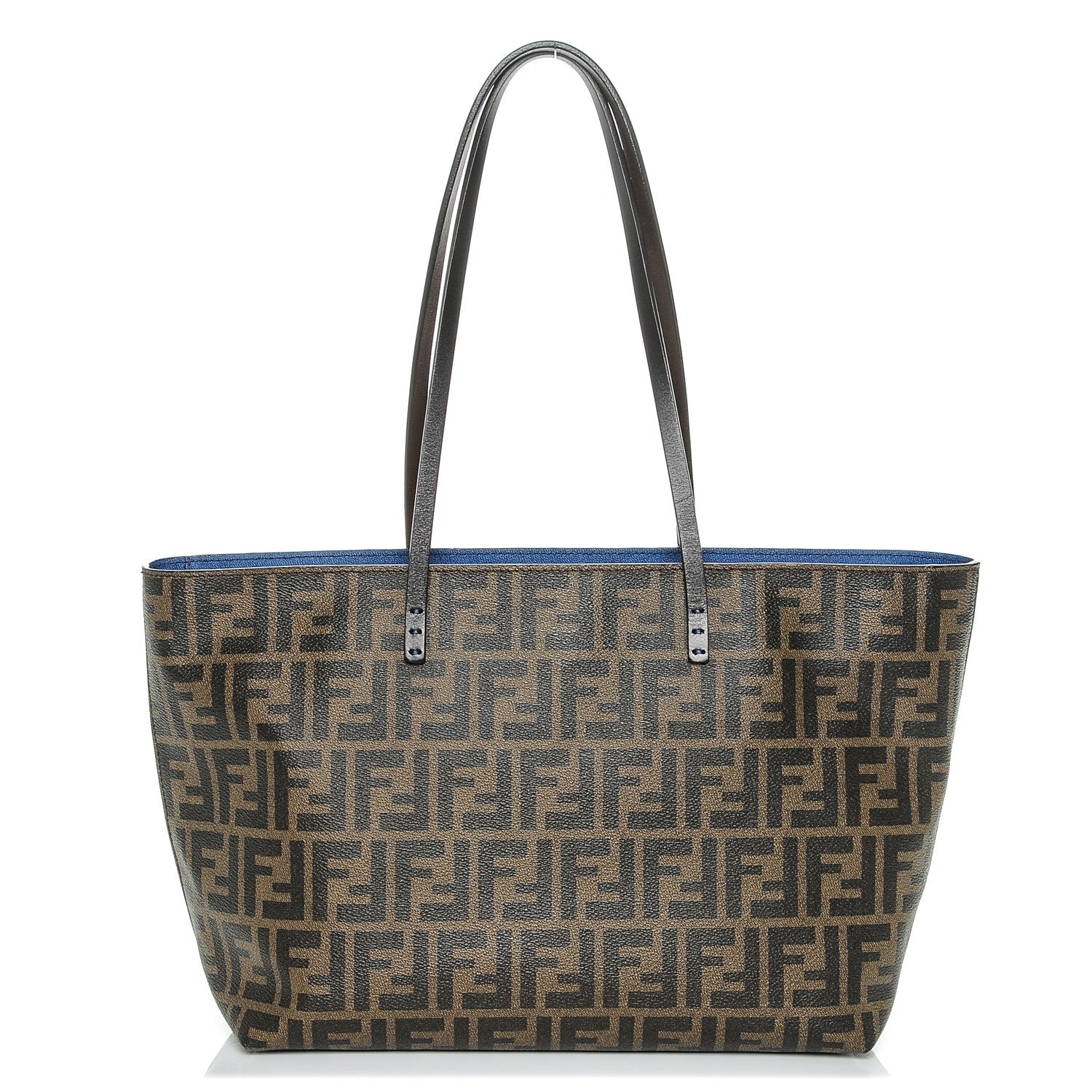 Fendi Zucca Spalmati Small Roll Tote Tobacco Blue 1 of 6