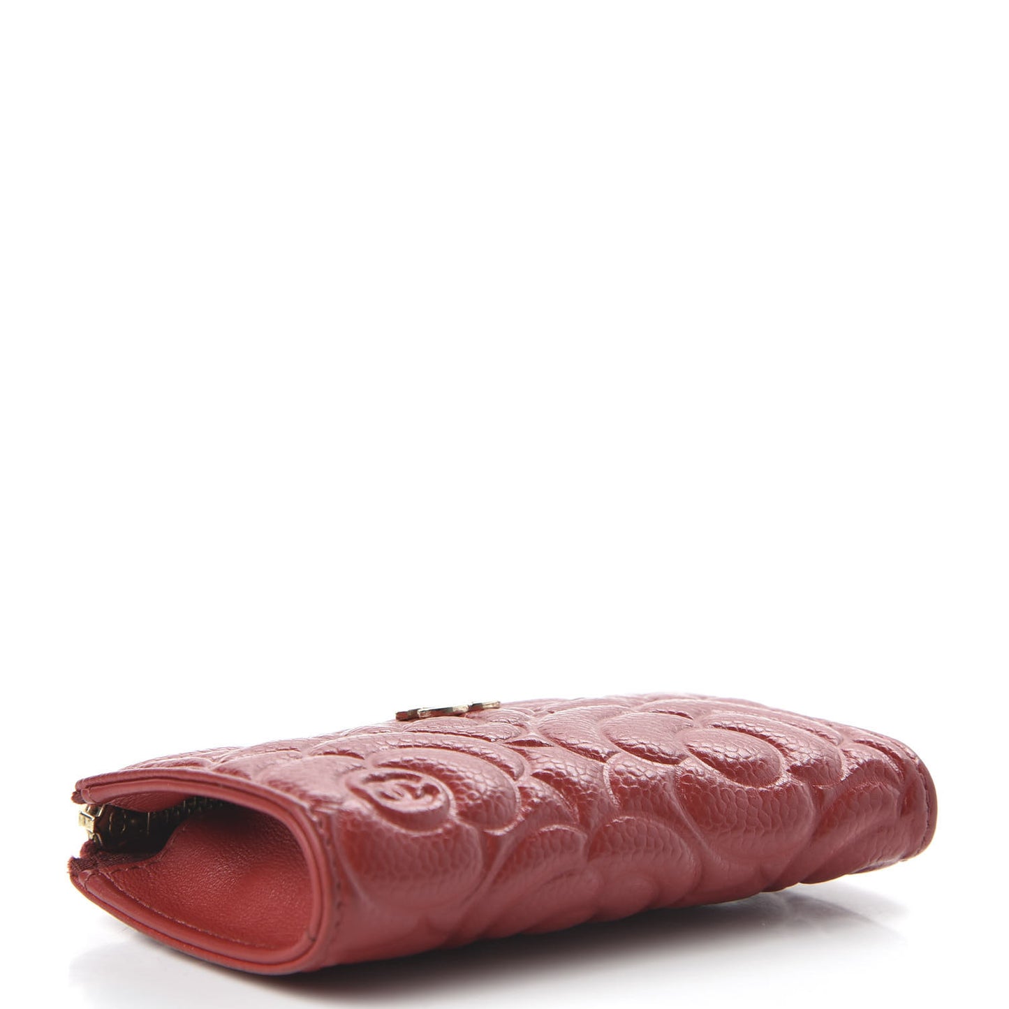 Caviar Camellia Embossed Key Holder Case Red