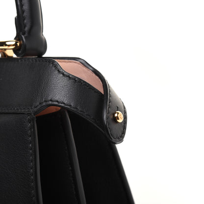 Fendi Vitello Seta Shiny Nappa Medium Peekaboo I SEE U Satchel Black Light Rose 24 of 25