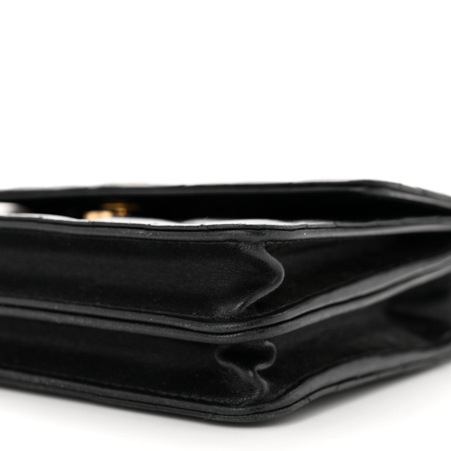 Lambskin Quilted Square Wallet On Chain WOC Black