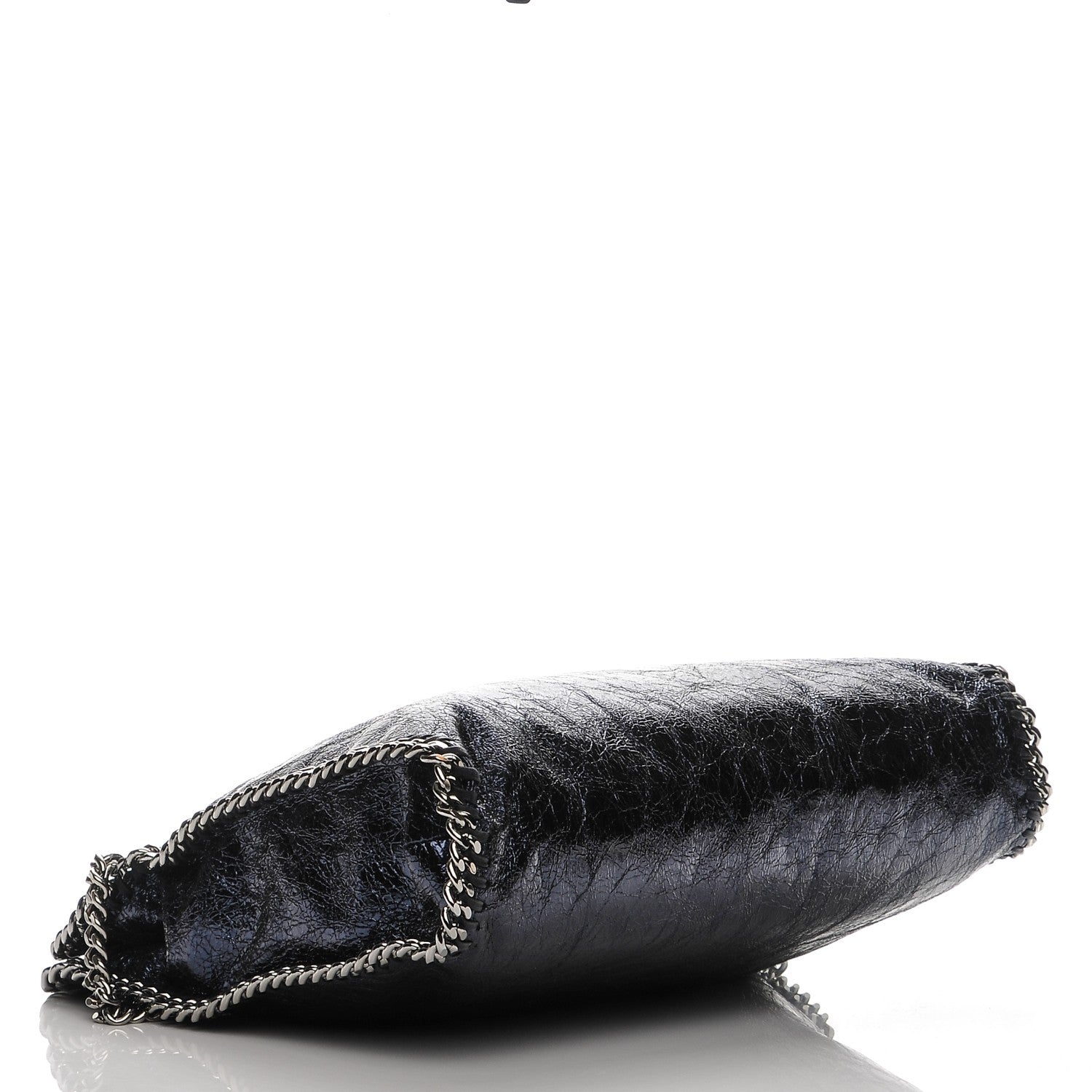 Stella McCartney Metallic Crackle Small Falabella Fold Over Tote Navy 4 of 6