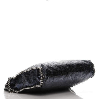 Stella McCartney Metallic Crackle Small Falabella Fold Over Tote Navy 4 of 6
