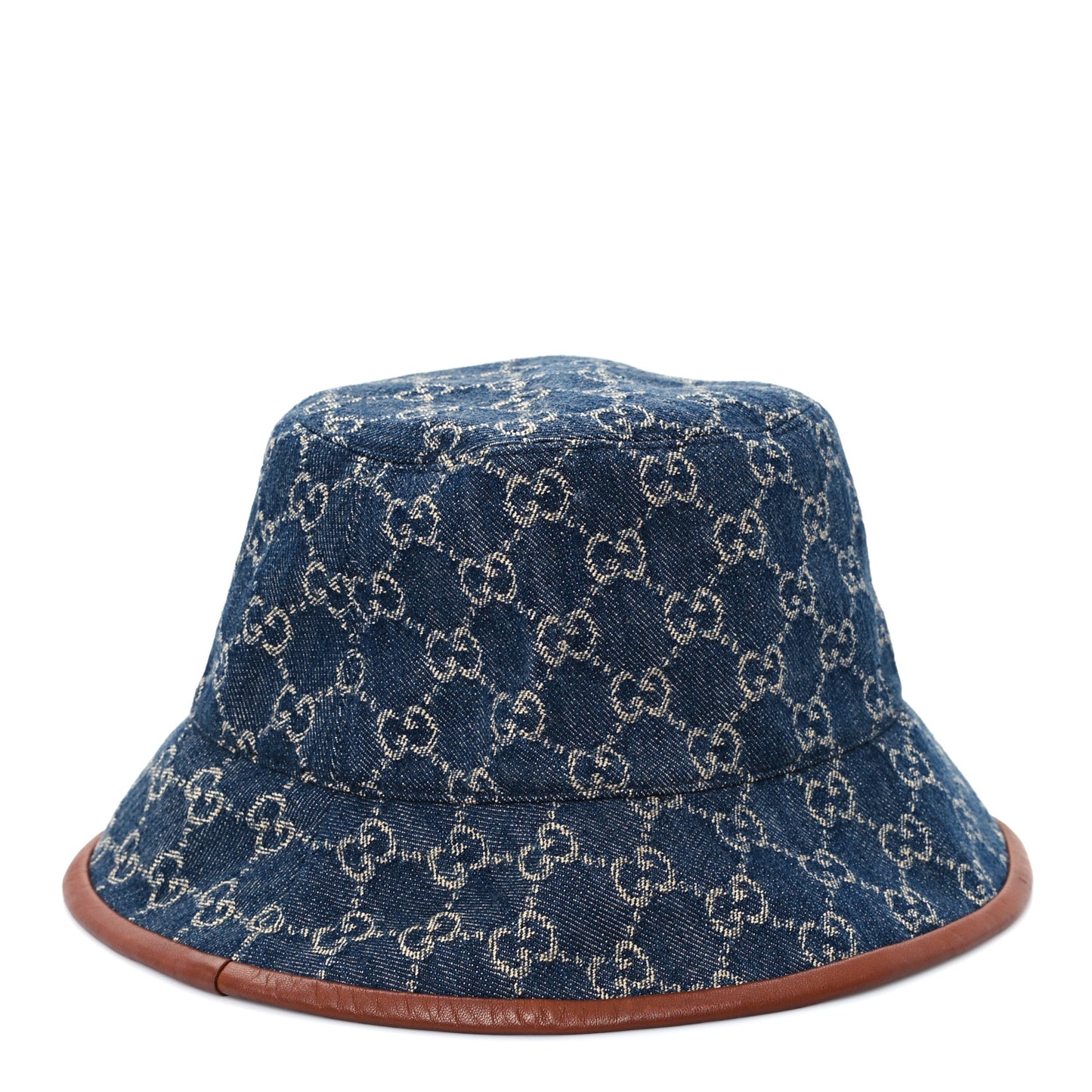 Washed Jacquard Denim Nappa GG Monogram Oscar Bucket Hat L Denim Cuir