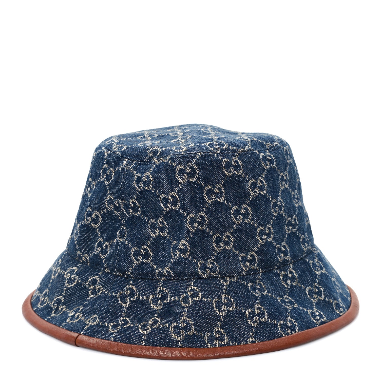Gucci Washed Jacquard Denim Nappa GG Monogram Oscar Bucket Hat L Denim Cuir 1 of 10