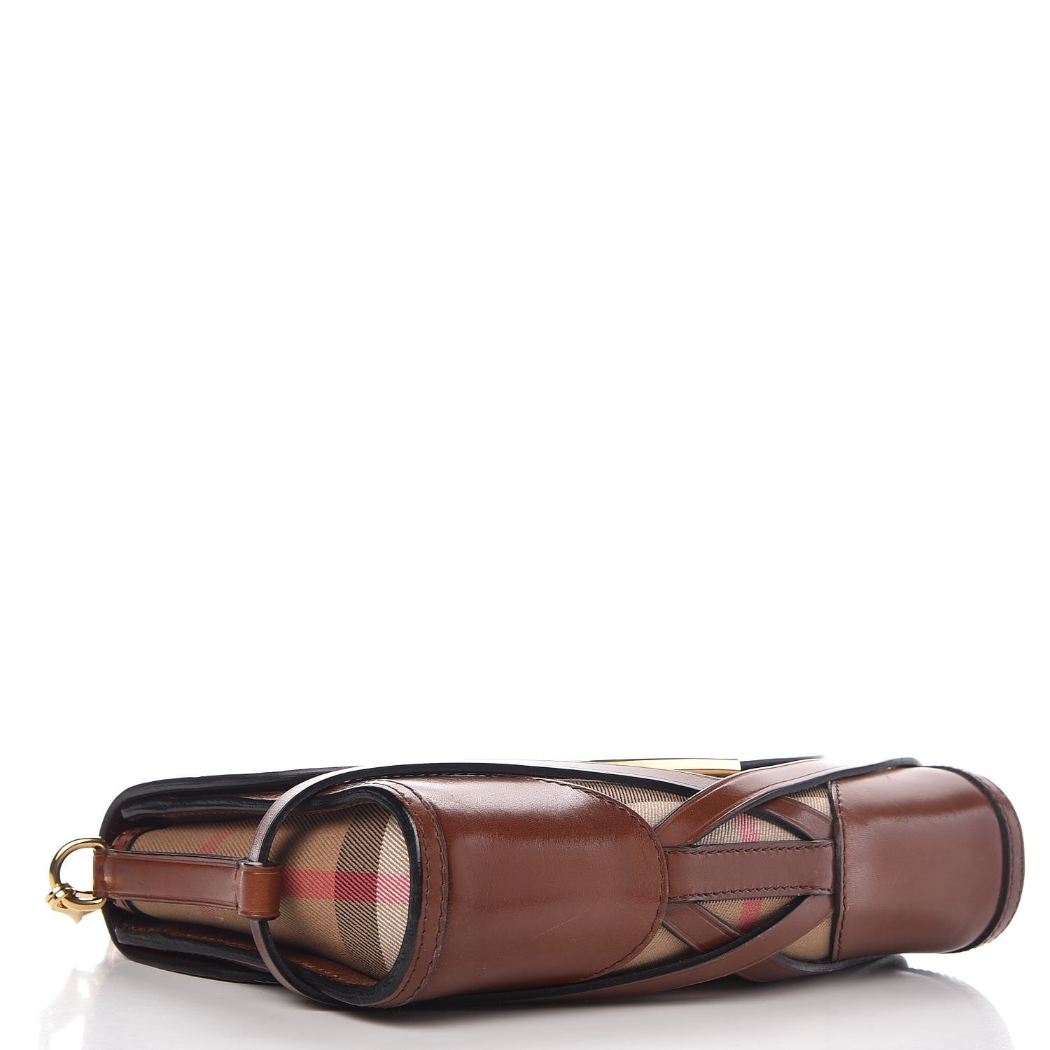Burberry House Check Bridle Calfskin Small Abbott Crossbody Bag Tan 4 of 13
