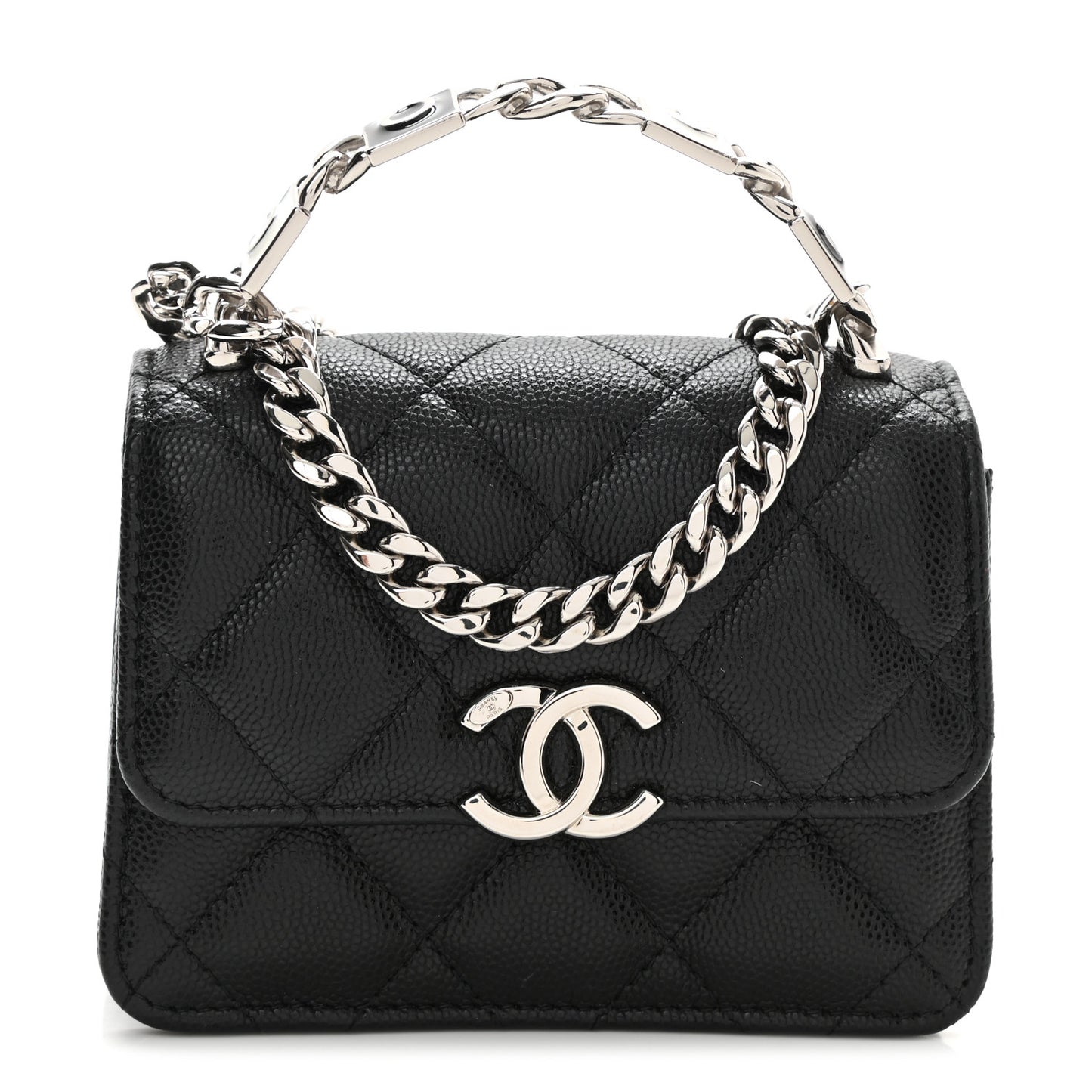 Caviar Quilted Pick Me Up Clutch With Chain Black