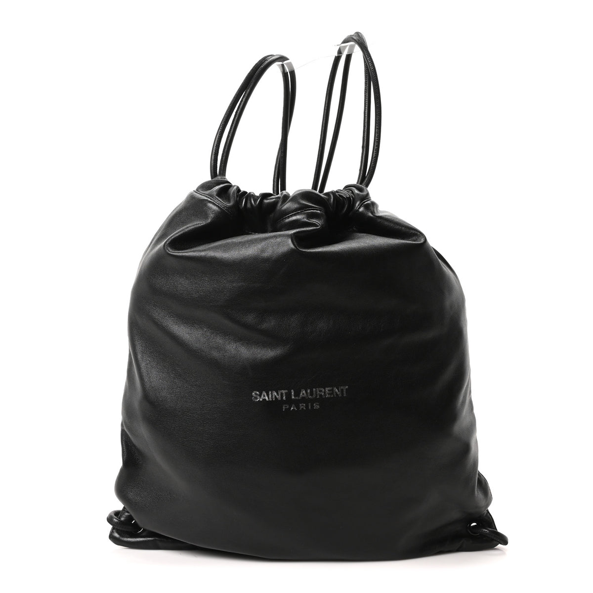Saint Laurent Lambskin Teddy Drawstring Bag Black 1 of 11