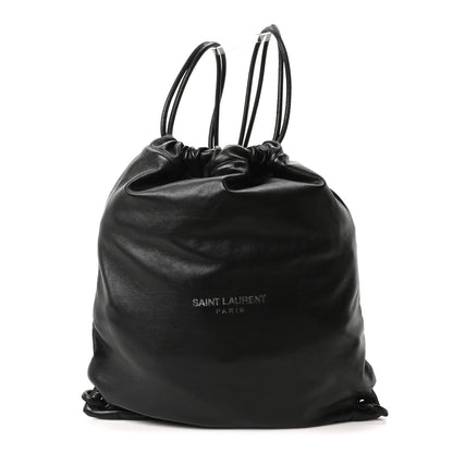 Saint Laurent Lambskin Teddy Drawstring Bag Black 1 of 11