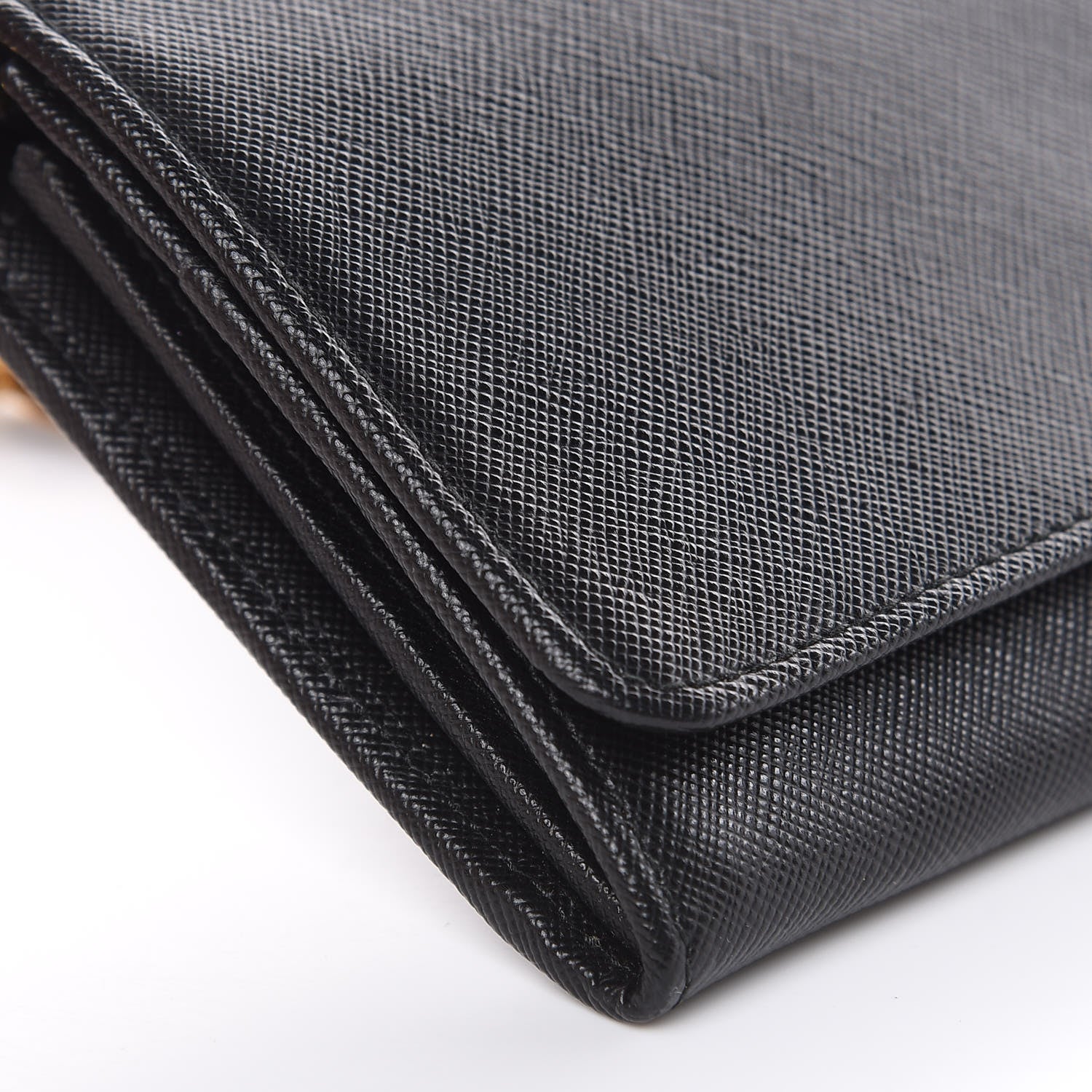 Prada Saffiano Metal Oro Chain Wallet Black 9 of 11
