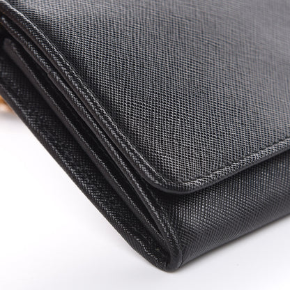 Prada Saffiano Metal Oro Chain Wallet Black 9 of 11