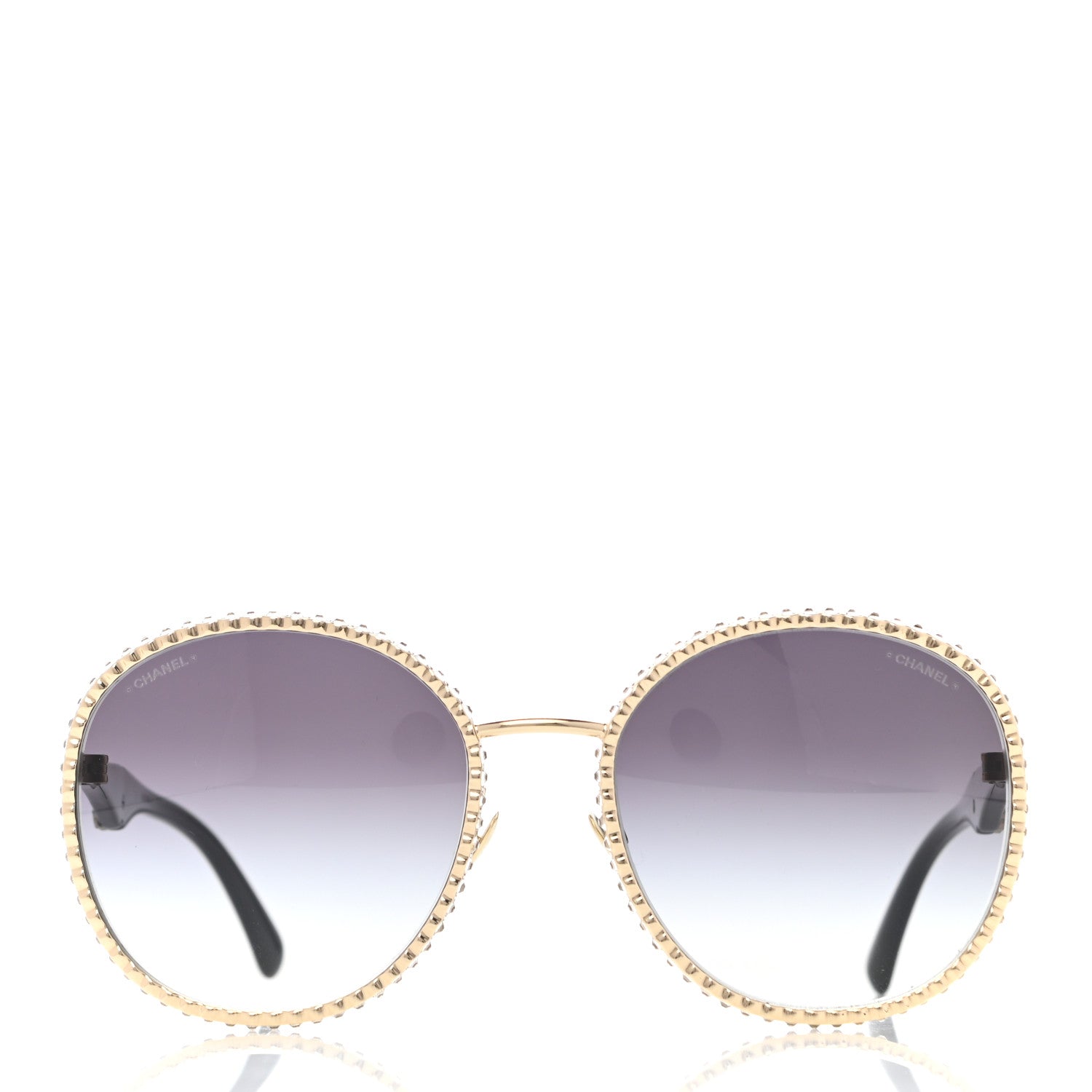 Chanel Metal Strass Round Sunglasses 71430 Gold 4 of 8