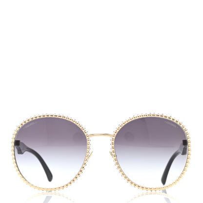 Chanel Metal Strass Round Sunglasses 71430 Gold 4 of 8