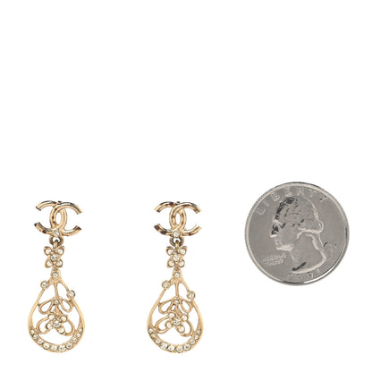 Chanel Pearl Crystal CC Drop Earrings Gold 3 of 10
