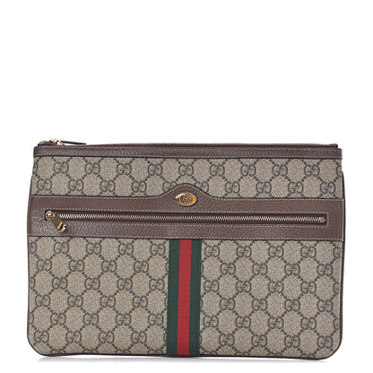 Gucci GG Supreme Monogram Large Ophidia Pouch Clutch Brown 1 of 9