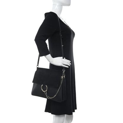 Chloe Suede Calfskin Medium Faye Shoulder Bag Black 2 of 15