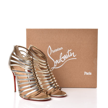 Christian Louboutin Nappa Silk Milla 100 Cage Sandals 38.5 Light Gold 10 of 10