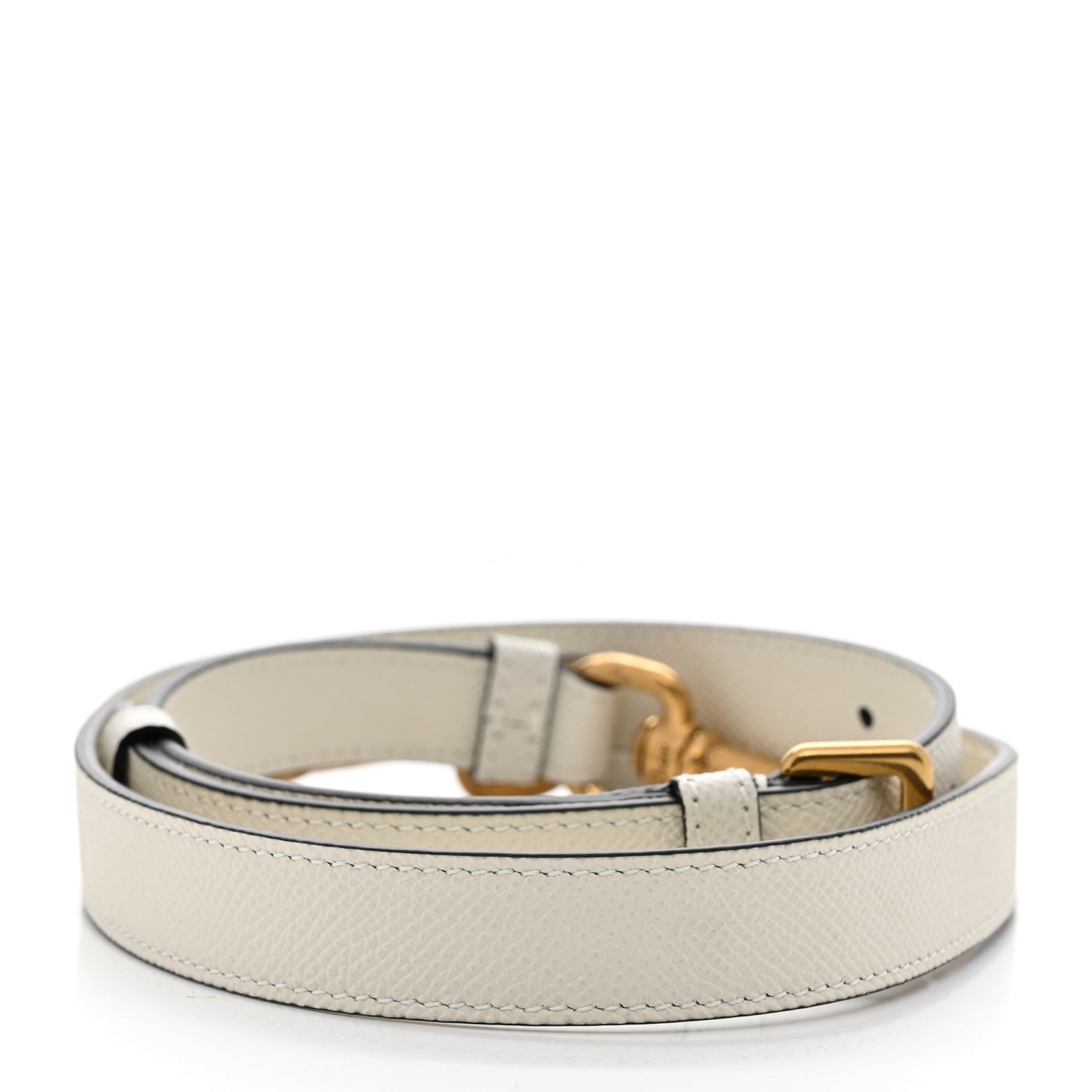 Grained Calfskin Saddle Adjustable Shoulder Strap White