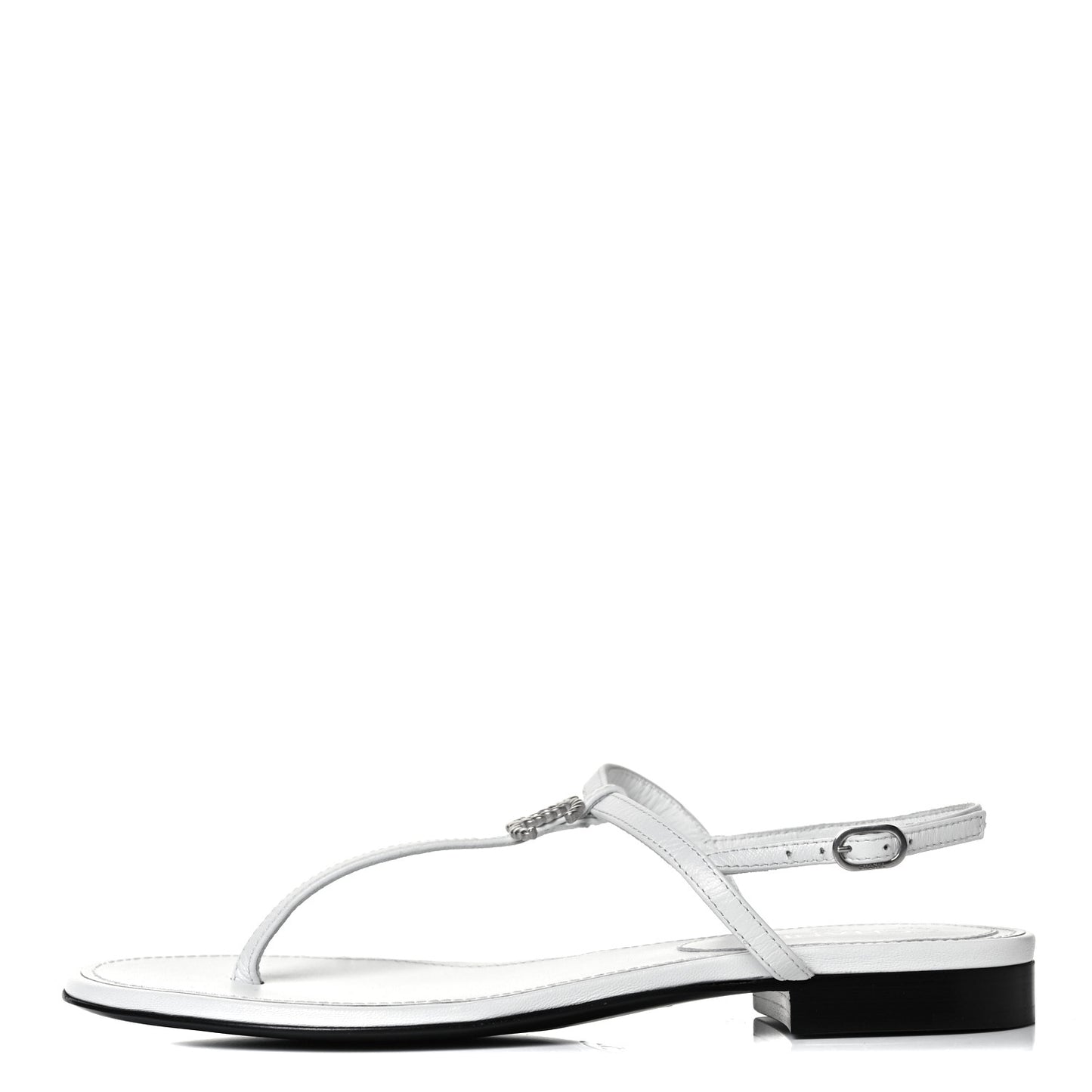 Lambskin Rope CC Thong Sandals 35 White