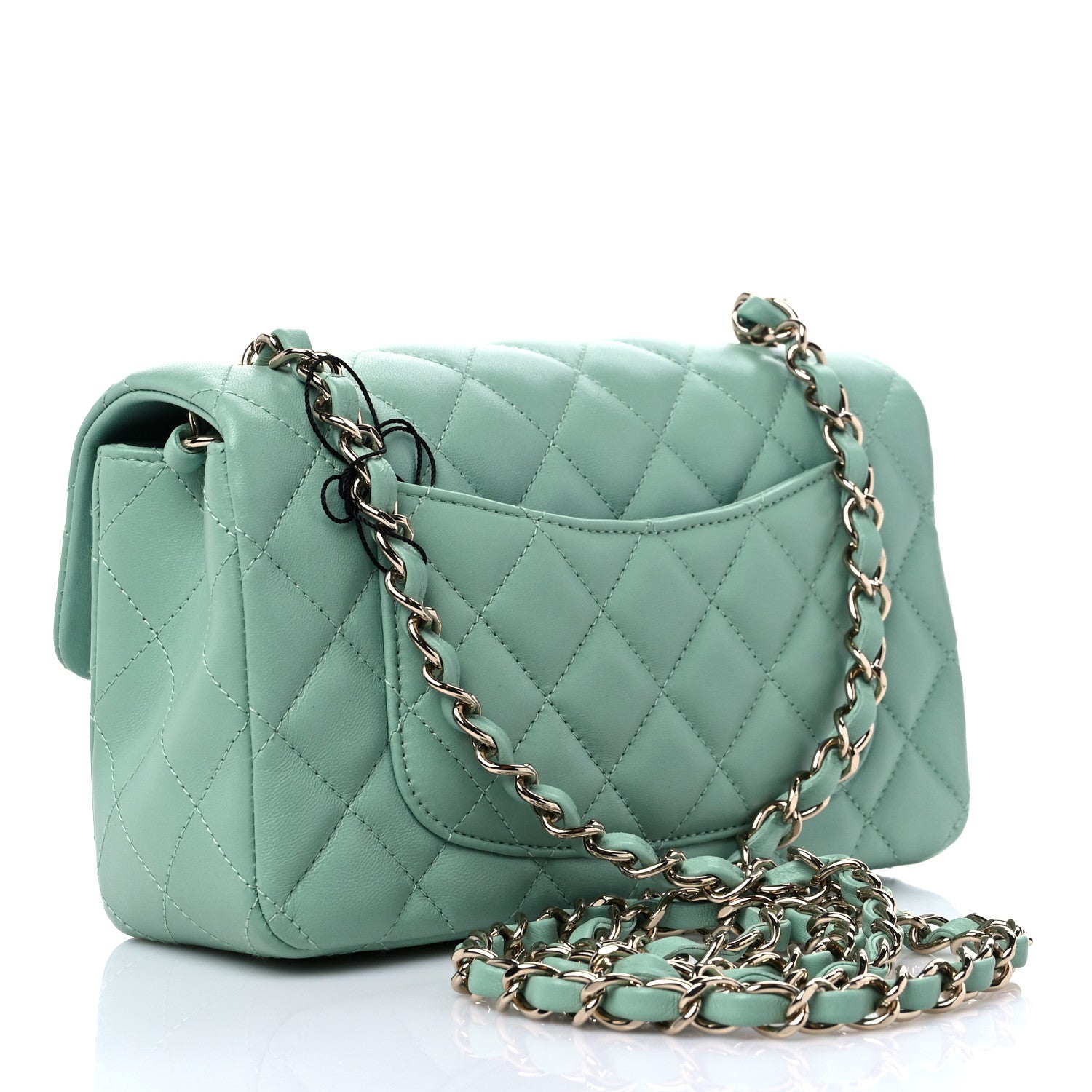 Chanel Lambskin Quilted Mini Rectangular Flap Light Green 3 of 9