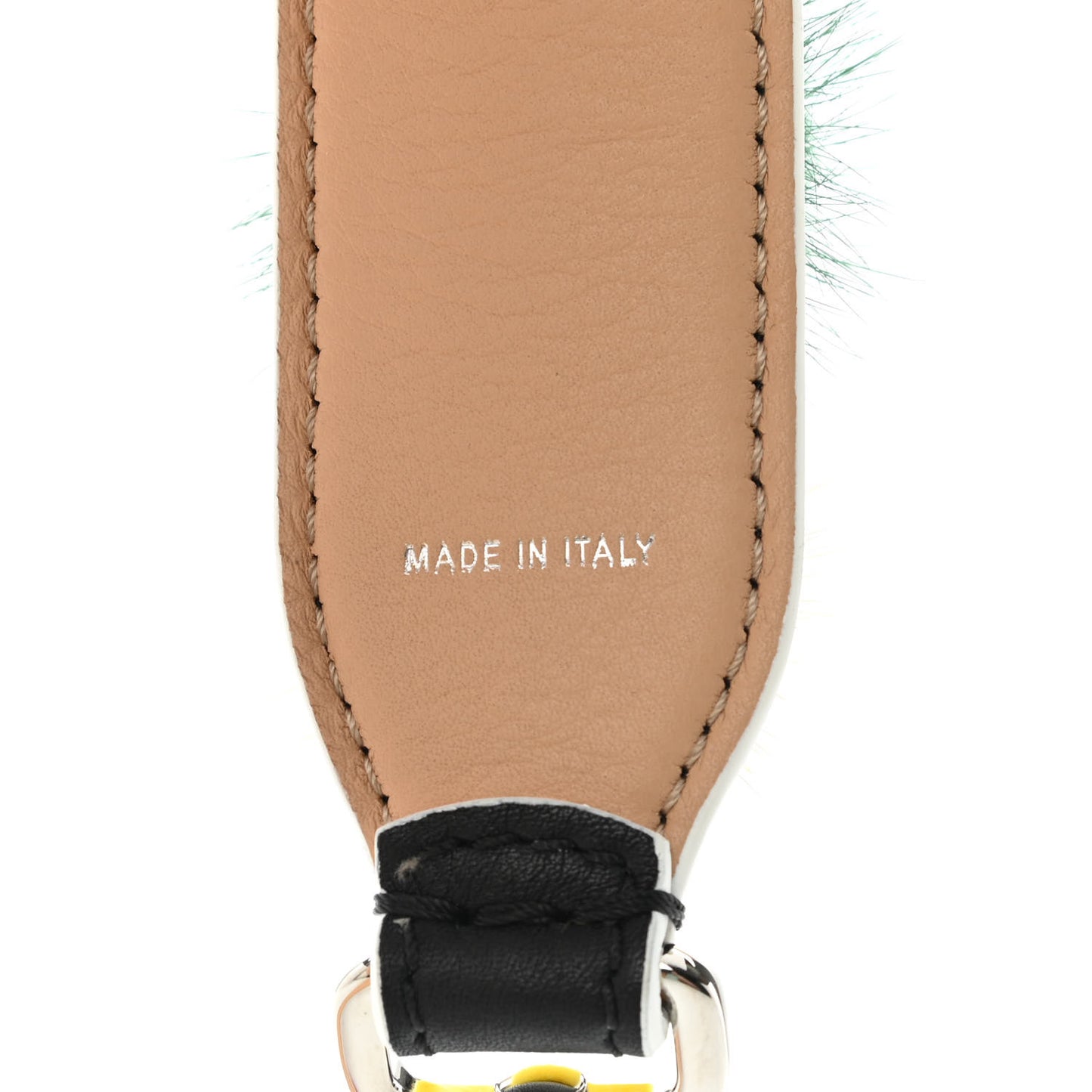 Vitello Dolce Mink Fur Bi-Color Pom Pom Strap You Black Makeup Multicolor