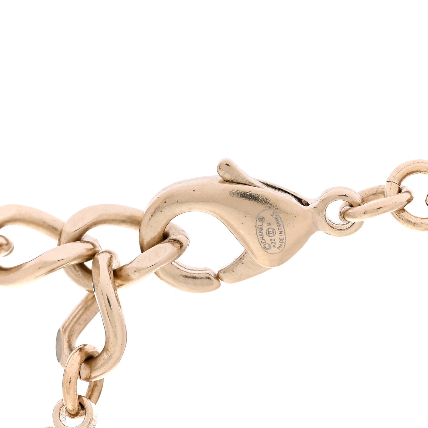 Pearl Crystal Baguette CC Short Necklace Gold