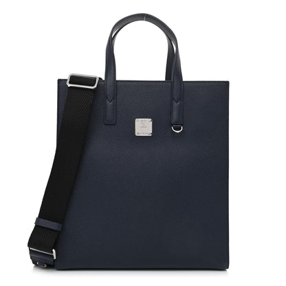 MCM Grained Calfskin Camouflage Small Aren Tote Navy 1 of 9