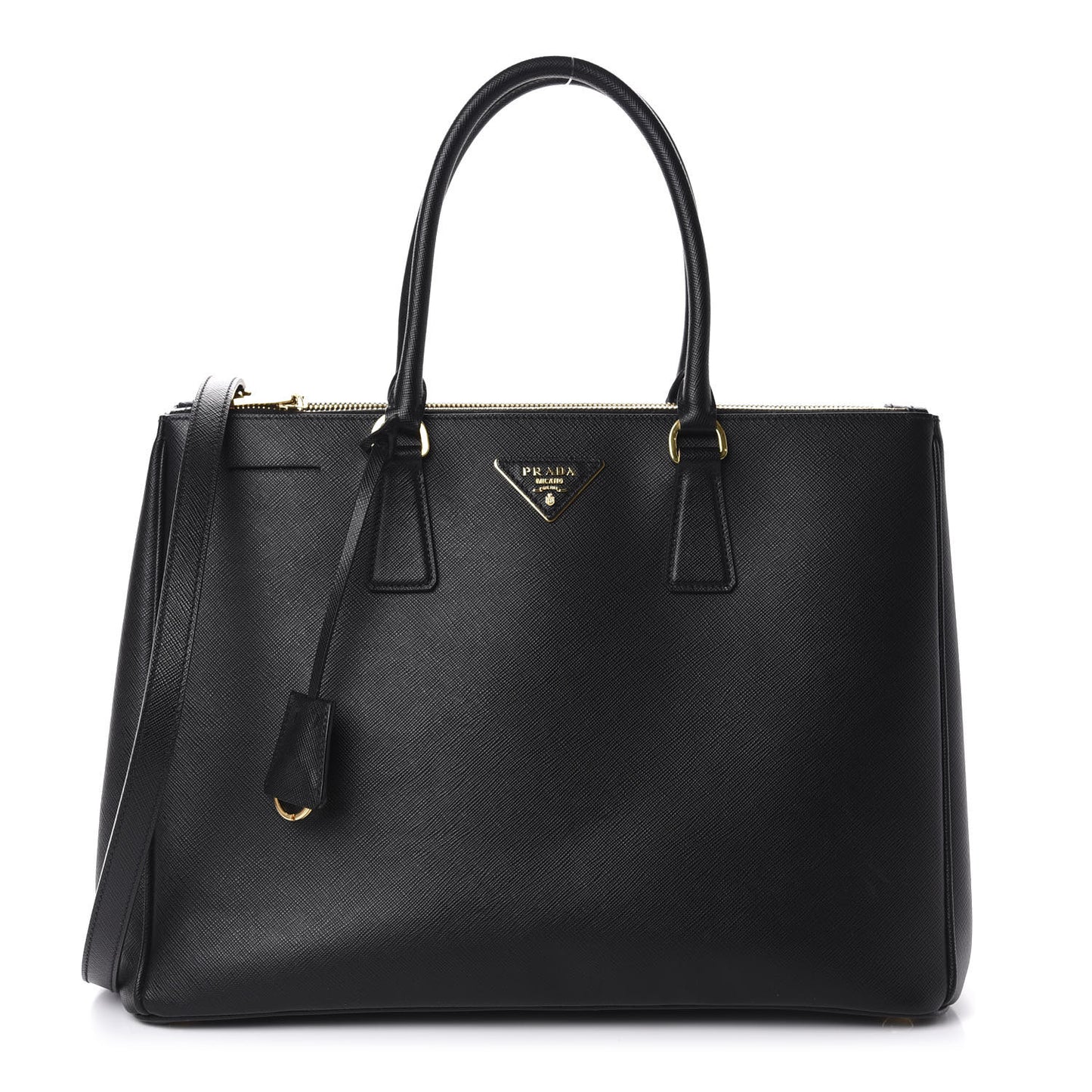 Saffiano Medium Galleria Double Zip Tote Black