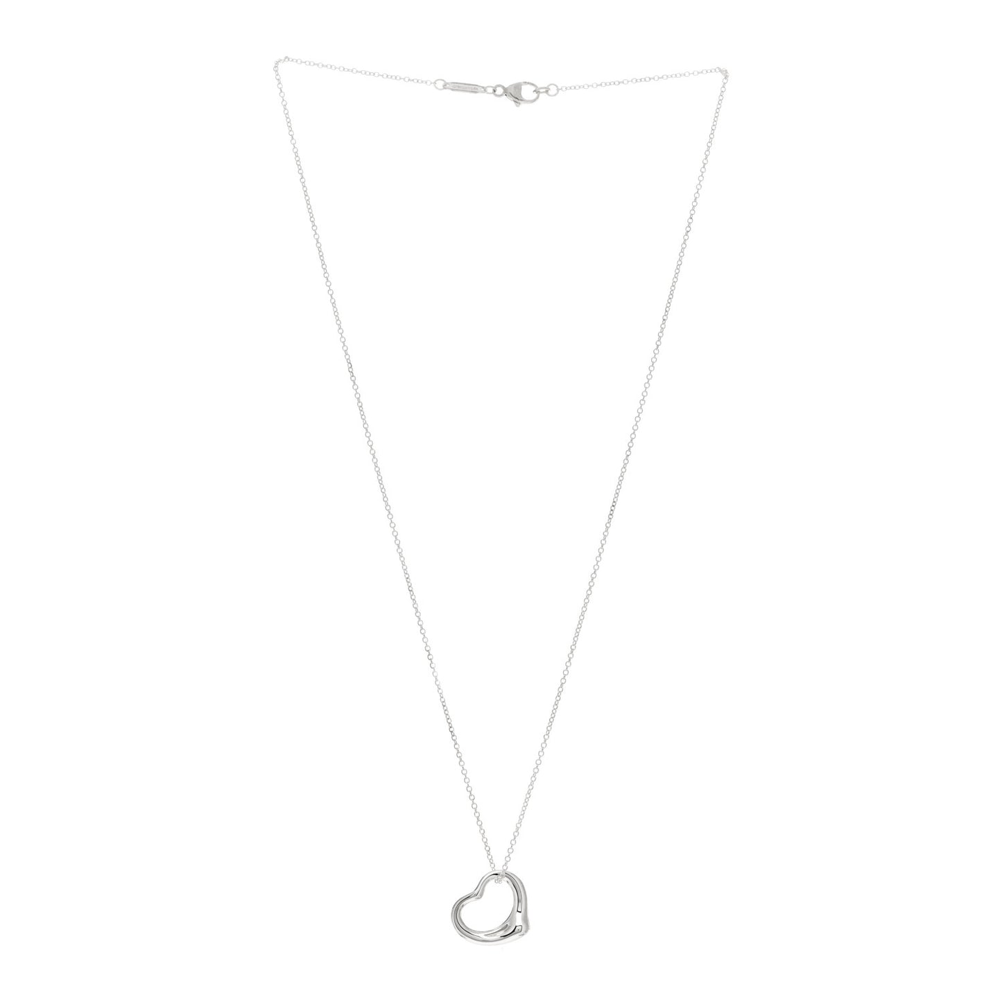 Sterling Silver 16mm Elsa Peretti Open Heart Pendant Necklace
