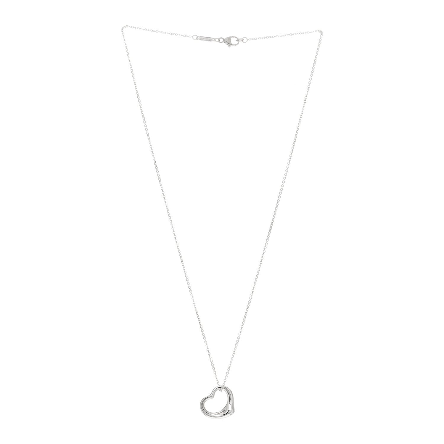 Tiffany Sterling Silver 16mm Elsa Peretti Open Heart Pendant Necklace 2 of 3