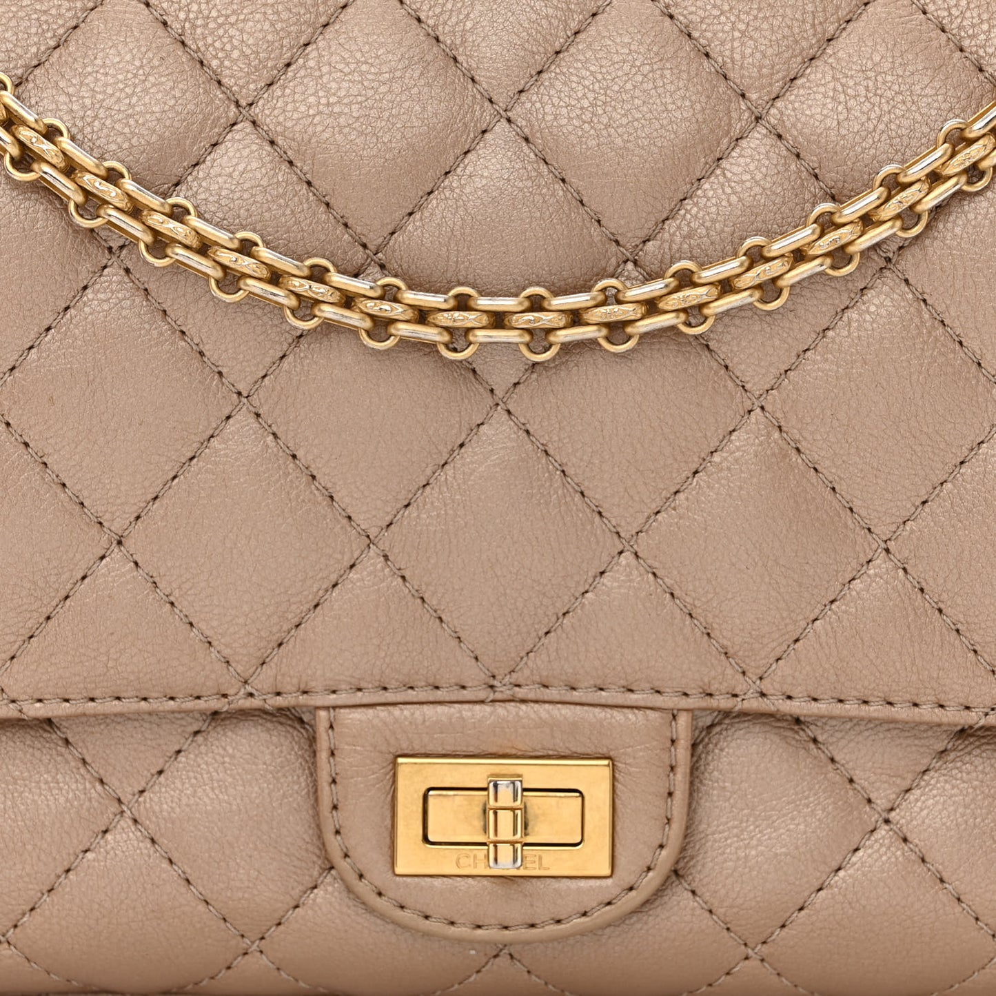 Metallic Calfskin Quilted 2.55 Reissue 226 Flap Dark Gold