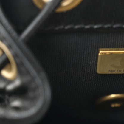 Chanel Lambskin Quilted Logo Mini Backpack Black 7 of 10
